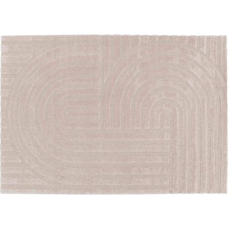 Tapis rectangulaire à poils ras motif contemporain beige 120 x 170 cm (1/5)