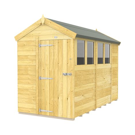 5 x 10 Feet Apex Shed - Single Door With Windows - Wood - L302 x W147 x H217 cm