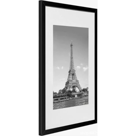 Cadre photo mural en bois noir avec vitre en plexiglas, format 15x21 cm, fixation murale, lot de 1, cadre noir classique pour décoration intérieure (1/5)