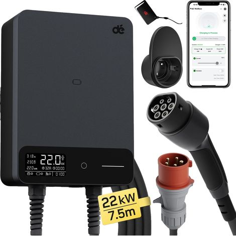 Station de recharge EV, compatibilité Type 2, contrôles intelligents, 22kW 7.5m Câble, TYPE2 (1/2)