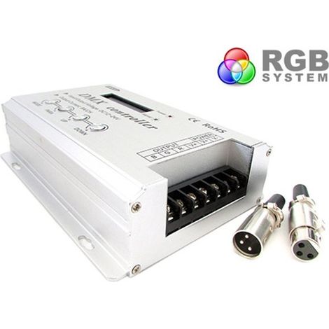 Centralina DMX-512 Decoder 4 Canali  + Controller RGB Per Luci Led 32A 12V 24V Con Display LCD