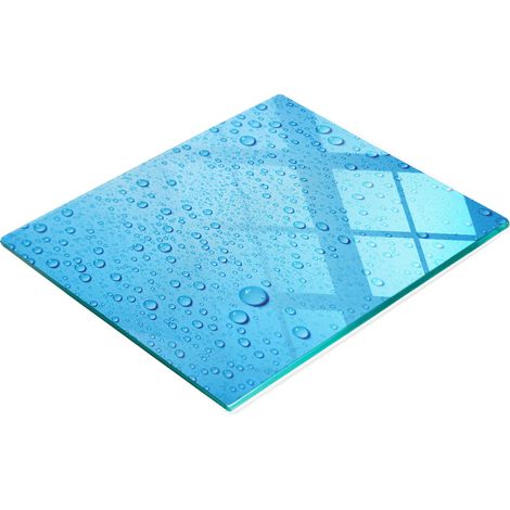 Tabla de cortar de cristal para cocina con gráfico decorativo de gotas de agua 60x52 cm (1/5)