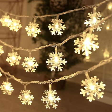 Weihnachtsbeleuchtung – 6 m lange Lichterkette mit 40 LED-Schneeflocken – batteriebetrieben – für Schlafzimmer, Zimmer, Partys, Homeoffice – Weihnachtsdekoration