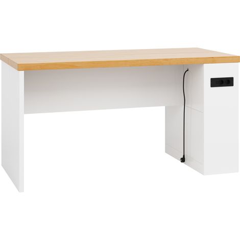 Îlot de cuisine 155x80x90 cm avec éclairage LED, prises 2xAC+2xUSB, plan de travail MDF 40 mm, 3 étagères ouvertes (1/5)