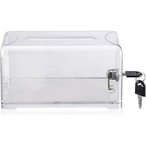 Boîte à suggestions de dons avec serrure (25-26), urne, boîte à suggestions pour collecte de fonds, dons, pourboires, urne de tombola (édition transparente) (1/4)