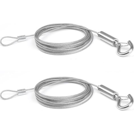 2Pcs x 2M en Câble de Acier Inoxydable Bet Crochet Corde pour Vêtements/Lumières/Photos Max Stand 30KG (1/5)