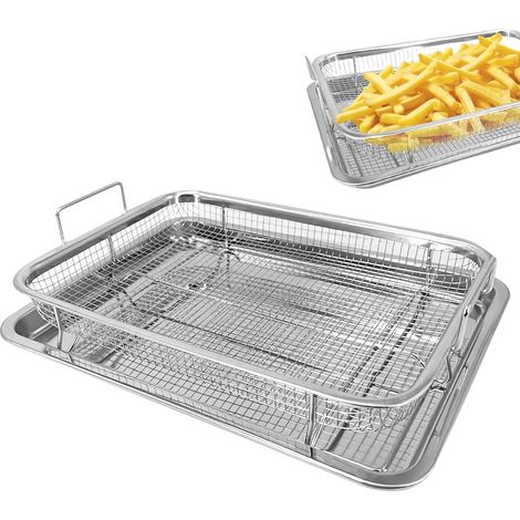 1 Plaque de cuisson, Panier barbecue, Acier inoxydable, Poignée ergonomique, Grille refroidissement, Cuisine extérieur