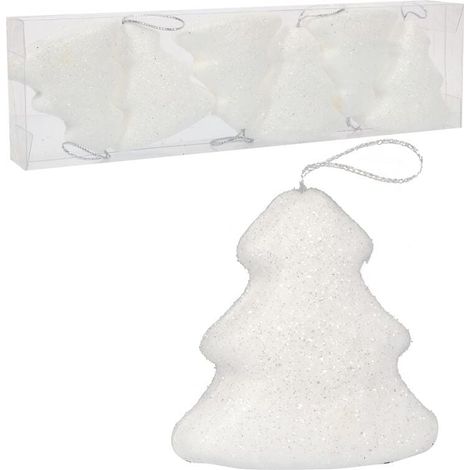 Set di 6 alberelli di Natale in polistirolo bianco - Decorazione natalizia 5,5 cm (1/3)