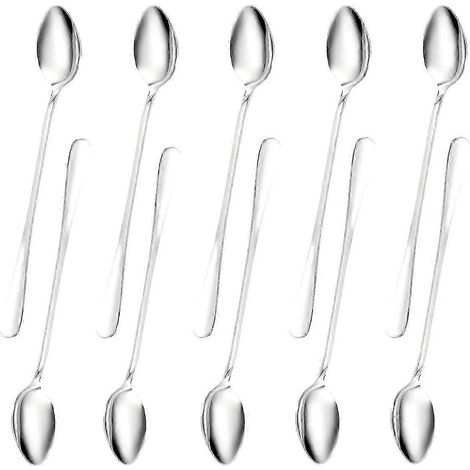 Lot de 6 cuillères à thé/café en acier inoxydable à long manche, pour glaces et autres préparations (Japon) (1/5)