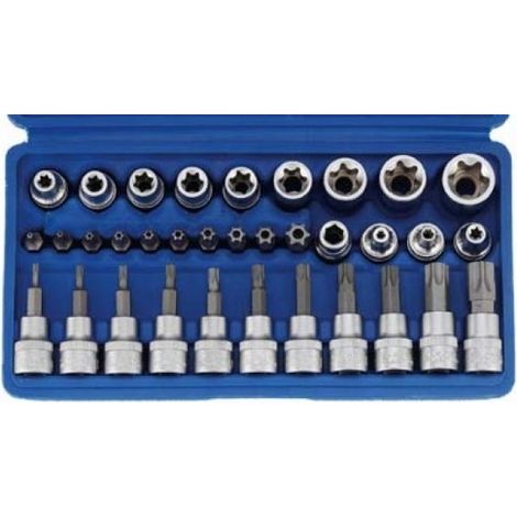 BGS Bit- und Steckschlüsseleinsatz-Satz 10 mm (3/8") T-Profil (für Torx) 34tlg. - 5021