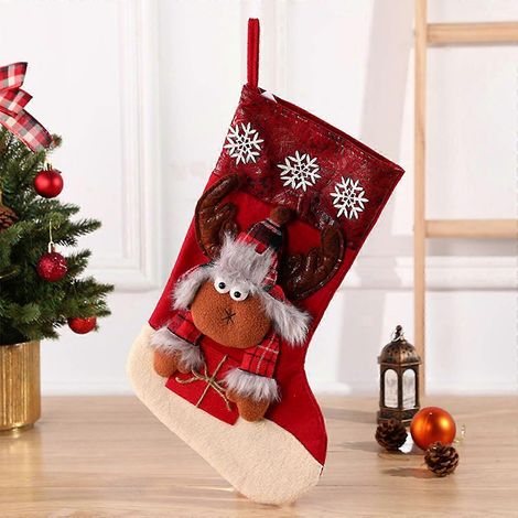 Chaussette de Noël WJTG, cadeau de Noël, motif de Noël, pendentif vieil homme, chaussette de Noël, décorations pour sapin de Noël (1/5)