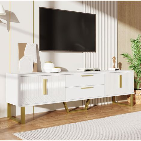 MEUBLIV mobile TV 170x40x53,5 cm bianco - ante, cassetti, finitura lucida (1/5)