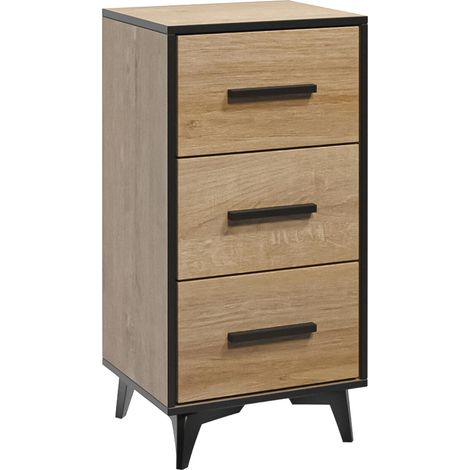 AX LIVING Schmale Kommode mit Schubladen Fabriani K3SW Eiche Riviera