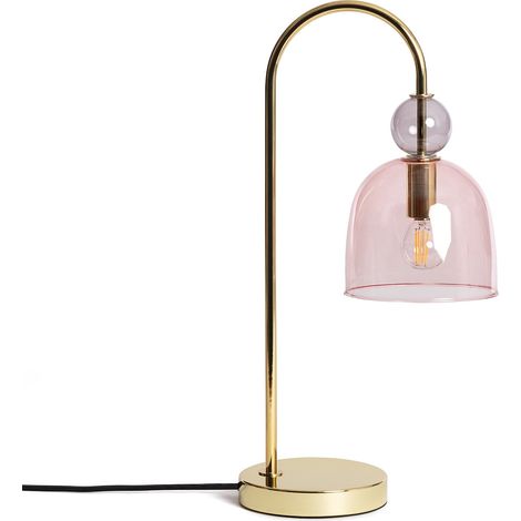 Ledkia – Lampe à poser métal et verre rose – Design vintage – Type d'ampoule E14 – Ampoule non incluse – Pour espaces variés