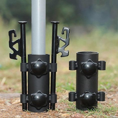 Fixation réglable en fer pour barres d'auvent de tente, support de poteaux de tente de camping extérieur, tubes fixes, accessoires de randonnée coupe-vent, fixation de poteaux d'auvent (1/5)