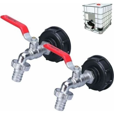 Robinet pour cuve de récupération d'eau de pluie 1000L, adaptateur pour réservoir IBC 1/2", lot de 2 pièces (1/4)