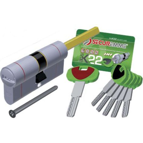 CILINDRO SAGOMATO EVO K22 TOP POMOLO SECUREMME - OTT.NICH.SATIN CHIAVI 5 MM 72 31+41 - 1 pezzo