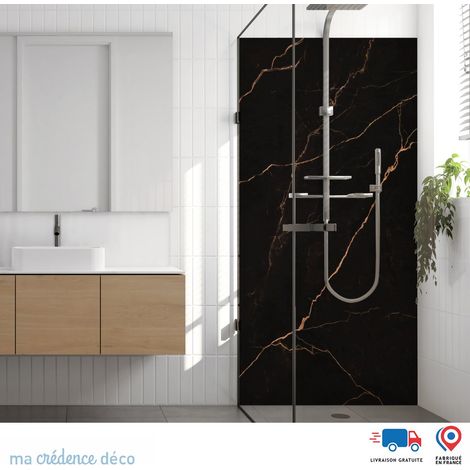 Panneau de douche : Marbre noir orageux - Alu composite - 90 - 245 (1/3)