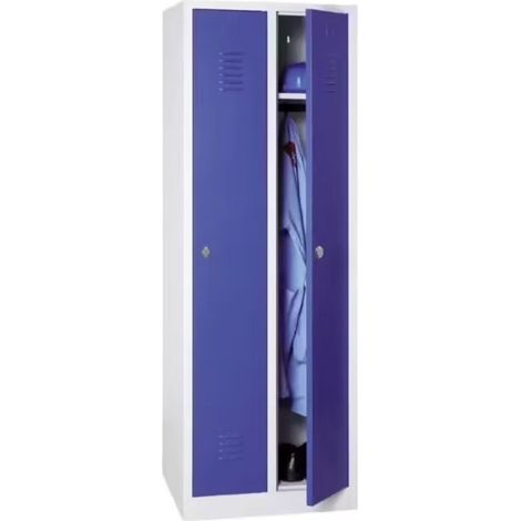[JAMAIS UTILISE] Vestiaire Industrie Propre 2 Colonnes MTI Fermeture par Moraillon 180x60x50cm Bleu Gris - WMIP2-GB