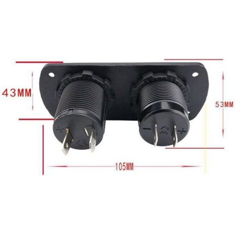 Double Prise USB - 12-24 V - Affichage LED Vert de Tension - Pour Voiture Bateau Camping-Car - 5 V 3,1 A - 1 Pièce (1/4)