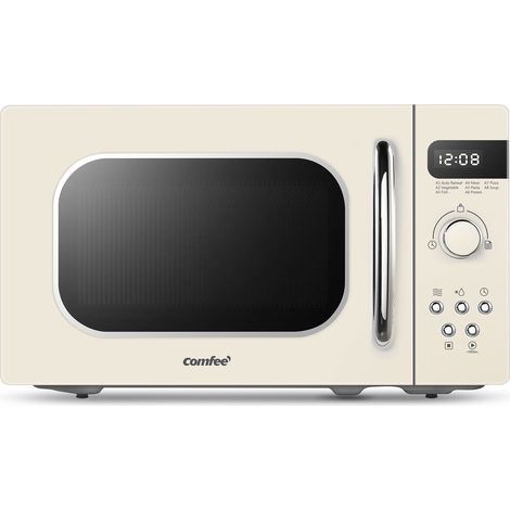 Comfee – Micro-ondes à poser 20L 800W – 5 niveaux de puissance – Affichage numérique LED – 8 fonctions de menu – Couleur abricot crème (1/5)