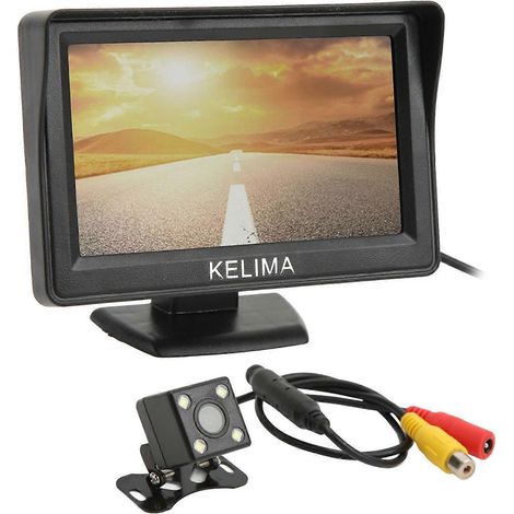 Caméra de recul à 4 LED avec écran de recul de 4,3 pouces, grand angle de 120°, étanchéité IP68 et vision nocturne pour voitures