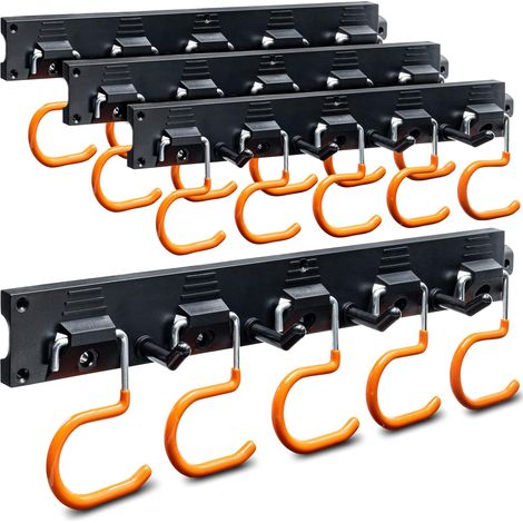 4 Supports Outils Jardin 40cm Crochet Mural Gomme Antidérapante Garage Rangement (1/5)