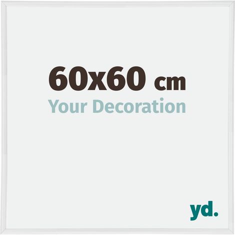 Cadre photo 60x60 cm en plastique blanc brillant – Plaque de verre résistante aux UV – Système anti-reflet – Pour portrait et paysage (1/5)