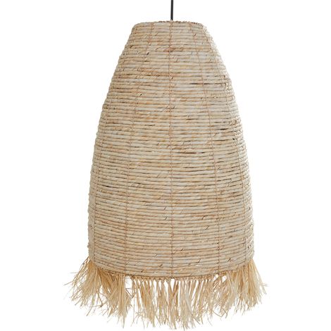 Lámpara colgante pantalla de cáscara de maíz base de hierro flecos de algas marinas estilo boho natural Tutong (1/5)
