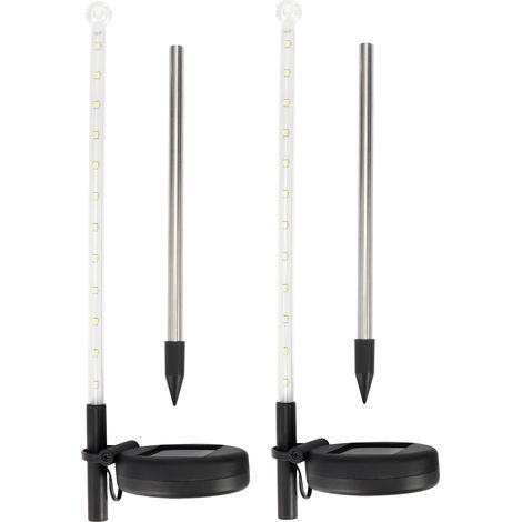 Set di 2 luci solari da giardino impermeabili IP44 – Giardino romantico – Paesaggio esterno – Luce calda