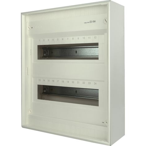 Tableau de distribution en saillie, 2 rangées, 24 modules, boîtier électrique blanc, Hager Volta 2x12 VA24BN (1/5)