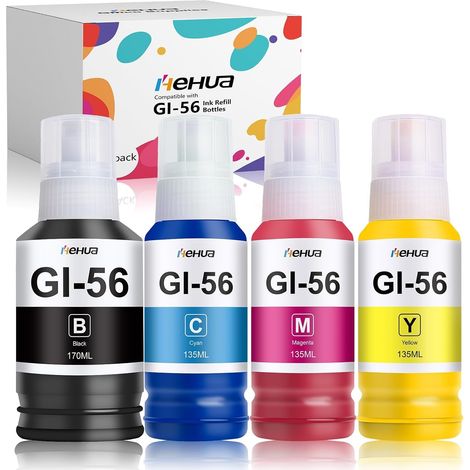 GI-56 GI56 Encre Compatible pour Canon GI-56 GI56 Cartouches (4 Pack) (1/5)