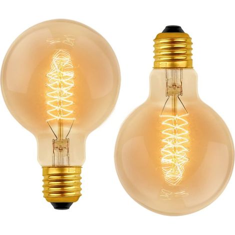 Pack G80 E27 Retro Incandescent Decorative Light Bulbs, 40W Warm White 2700K, AC 220V, E27 Spiral Tungsten Filament Lamp (1/5)