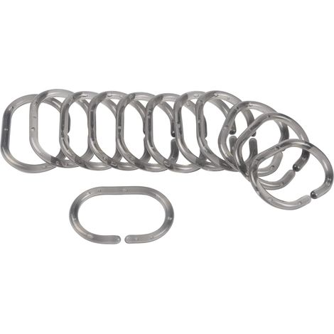 12 Anneaux Rideaux de Douche Vitamine Sdb Anthracite, Plastique Uni
