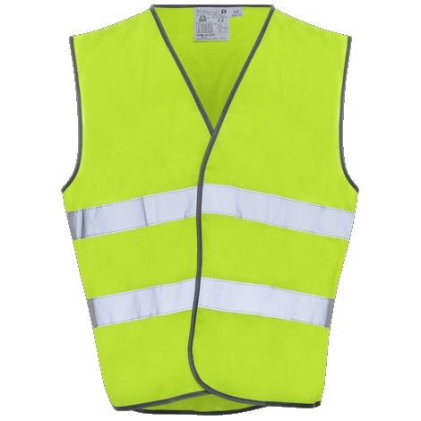 Gilet haute visibilité bandes parallèles réglable jaune fluo argent TU VET3025GT