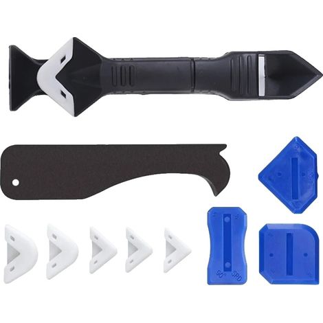 Strumento per sigillatura, spatola in gomma, lama in acciaio inox, testina in plastica 9 in 1 (1/2)