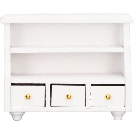 Armoire de Salle de Bain Blanche Miniature avec Bordure Décorative pour Rangement (1/5)