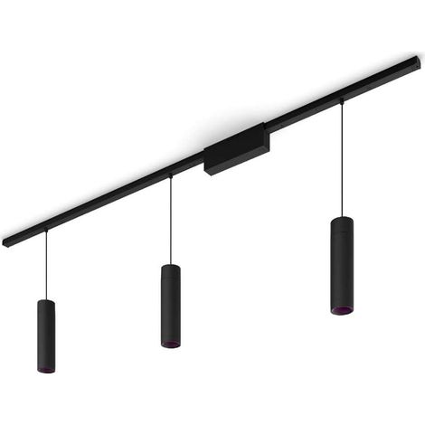 Philips Hue Perifo Iluminación de Carril para Montaje en el Techo (Negro) Luz blanca y de color - Set básico, incluye 3 Lámparas colgantes - White and Color Ambiance (1/4)