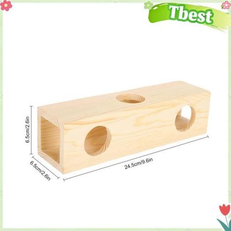 Tbest Tube de hamster Tube en bois de tunnel de hamster maison d'extension pour petits animaux animalerie cage Police Small One (1/4)