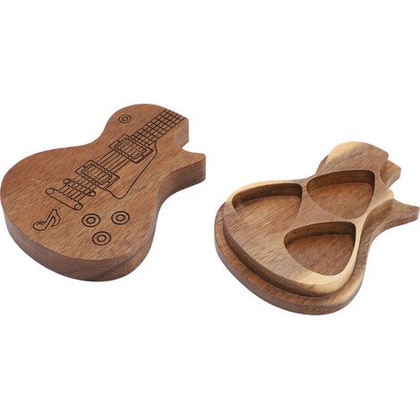 Etui aus Massivholz für Gitarrenplektren, robuste Aufbewahrungsbox, Musikzubehör, Geschenk für Gitarristen (1/5)