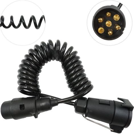 Cavo di prolunga per rimorchio a 7 pin, cavo di prolunga a spirale da 2 m, spina per rimorchio, connettore per cavo a molla