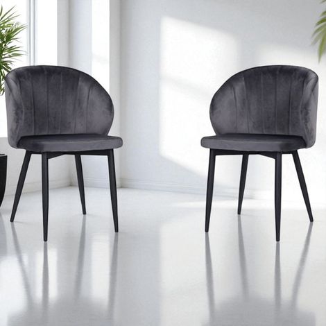 Sedia poltrona velluto imbottita con gambe in metallo MATILDE GRIGIO SET 2 PEZZI (1/5)