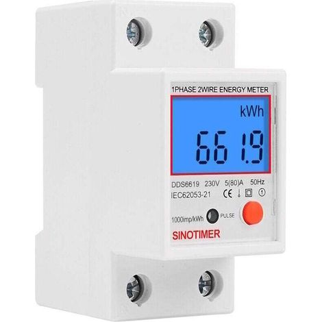 Sous compteur électrique monophasé 80A – Affichage LCD – Intensité 80A/230V/50Hz – LED de consommation pour suivi précis (1/3)