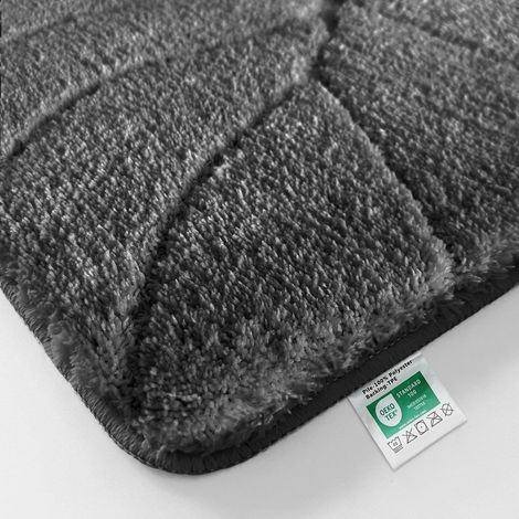 Floordirekt – Tapis de bain Maris en microfibre douce – Antidérapant en latex TPE – 60 x 120 cm – Gris foncé – Hauteur de poil 30 mm
