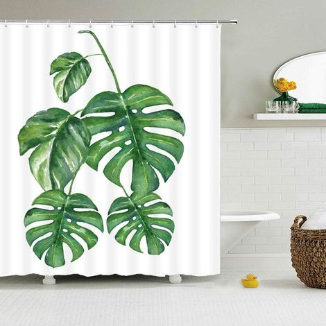Filiyano-Rideau de douche à motifs de plantes vertes et de feuilles, rideau de douche chauve-souris[LD] (1/2)