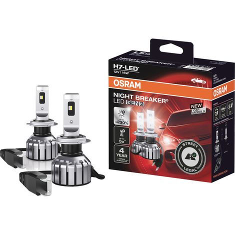 Osram H7 LED Night Breaker GEN 2 12V 16W Glühbirnen 2 Stück 64210DWNBG2-2HFB (1/5)