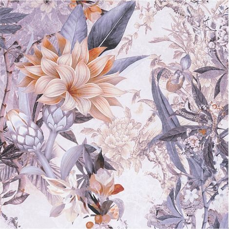 Flowers wallcovering wall Profhome 381772 smooth non-woven non-textured wallpaper with floral ornaments matt white grey orange beige 5.33 m2 (1/5)