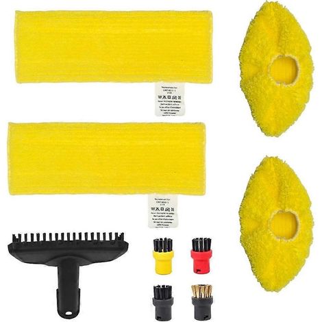 Lot de 9 têtes de brosse vapeur et lingettes de nettoyage pour aspirateur vapeur Karcher SC1 SC2 SC3 SC5 - Pièces de rechange (1/5)