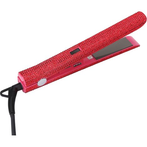 Lisseur à Plaques Titane Rouge Professionnel pour Boucles et Lissage, avec Strass et Prise UE 220V (1/5)