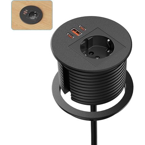 Prise Encastrable Plan de Travail USB-C PD 35W, Noir (1/5)